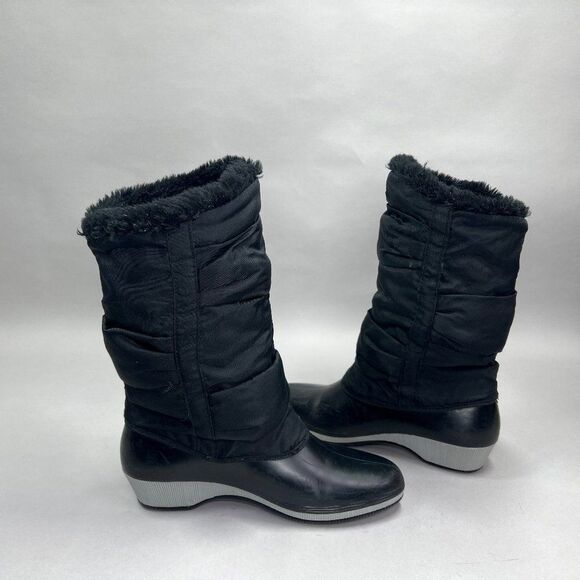 Sears Boots Women's 8 Vintage Black Rubber Insulated Outdoor Winter Rain Boots - Picture 7 of 11